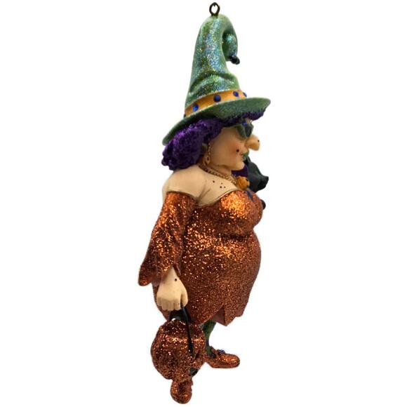 Which Witch Zelda Cat Orange Dress Halloween Tree December Diamonds Ornament - Picture 7 of 11